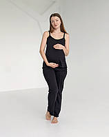 Піжама для вагітних і годуючих мам зі штанами (чорний), фото 3