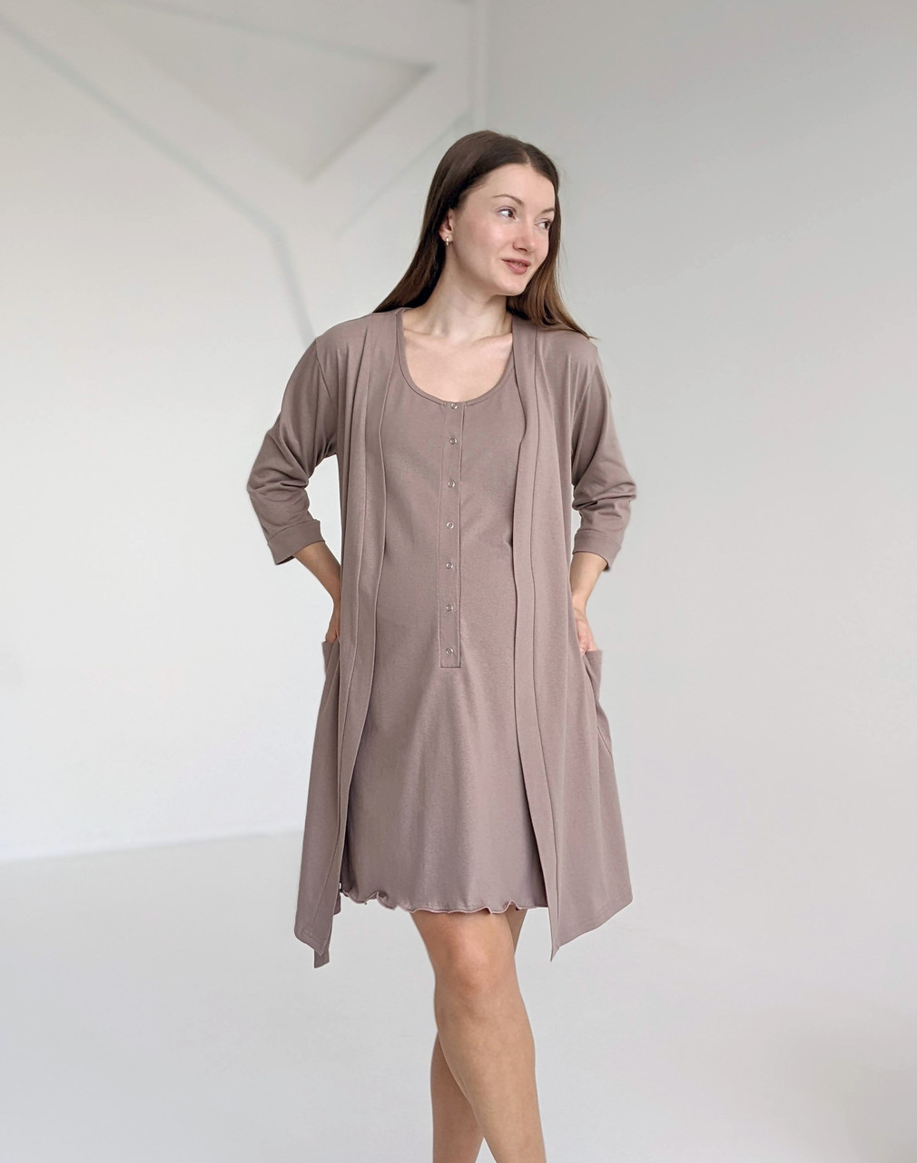 Комплект халат і сорочка у родзал (какао), фото 1