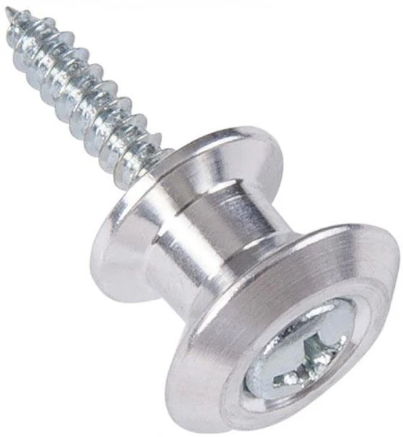 Гудзик-кріплення для гітарного ременя (сріблястий) металевий, фото 1