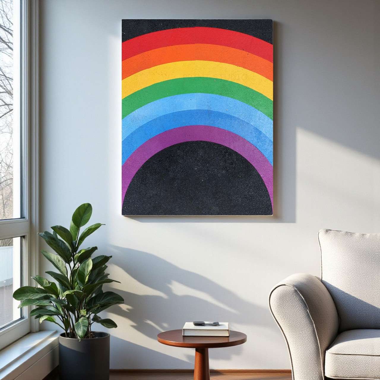 Сучасна картина яскрава веселка 7 кольорів Декор в інтер'єр Друк на полотні 60х46см, фото 1