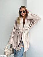 Кардиган жіночий м'який теплий зручний повсякденний з пухнастої ангори під пояс вільний фасон арт 1681