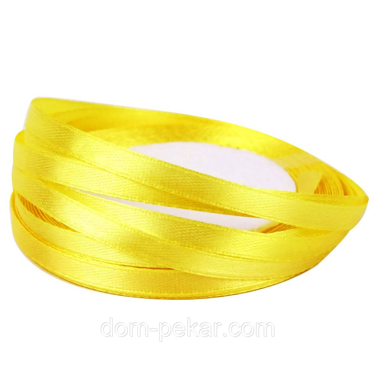 Стрічка атласна 0,6 см Яєчно-жовта 25 ярд
