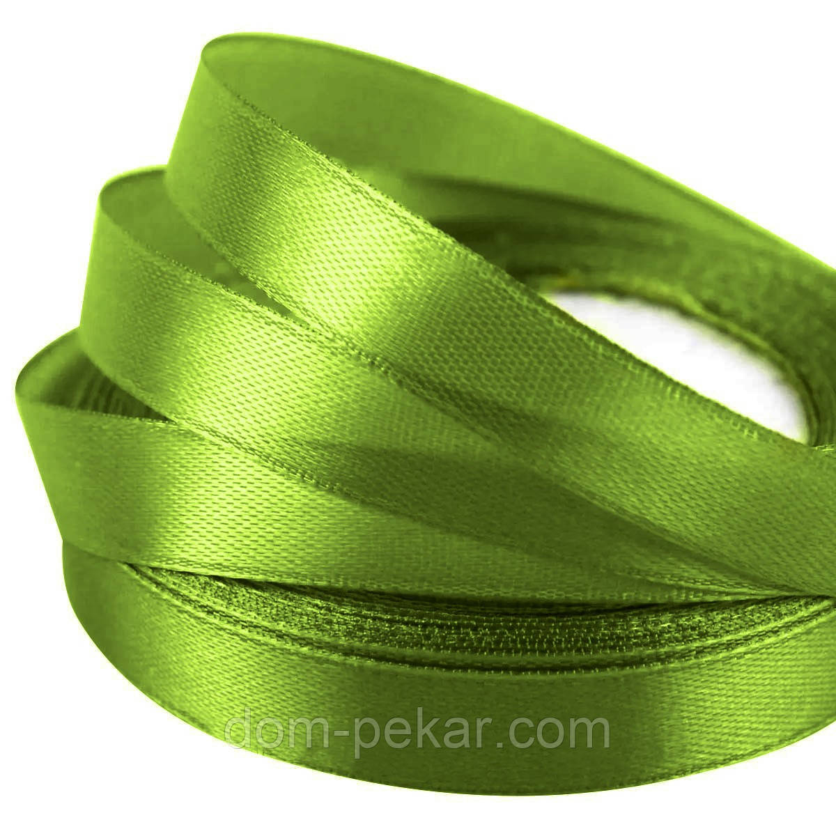 Стрічка атласна 1 см Трав'яна 25 ярд