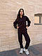 Жіночий флісовий спортивний костюм теплий стильний без капюшона стійка чорний 42-52 - фото 2 - id-p2764201257