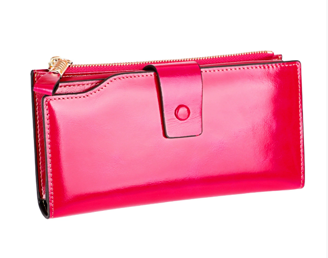 Великий шкіряний гаманець портмоне багато відділів А03-КТ-10221 Фуксія (яскраво червоний), фото 1
