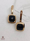 Золоті Сережки зі вставкою онікс, фото 2