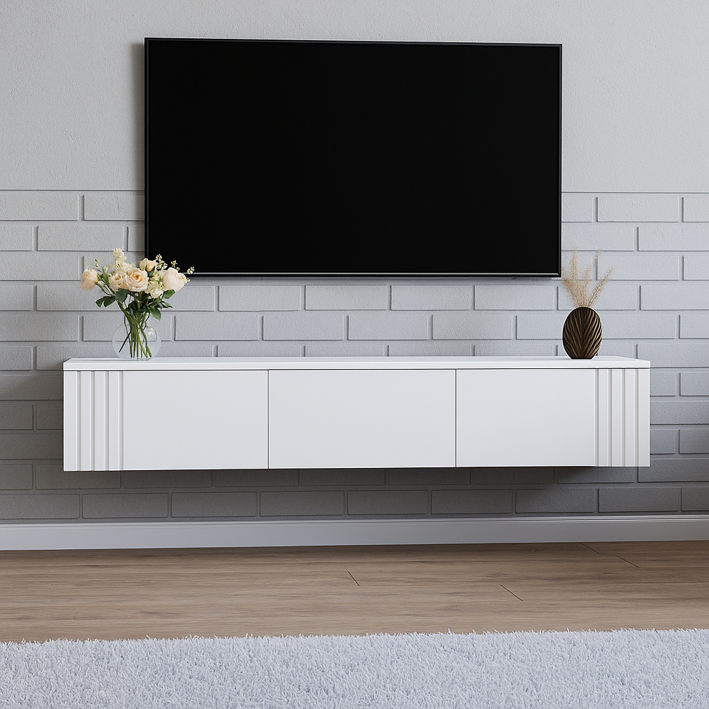 Велика навісна тумба під телевізор Портленд K-507, мінімалістичний стиль  150 см × 33 см × 35 см, фото 1