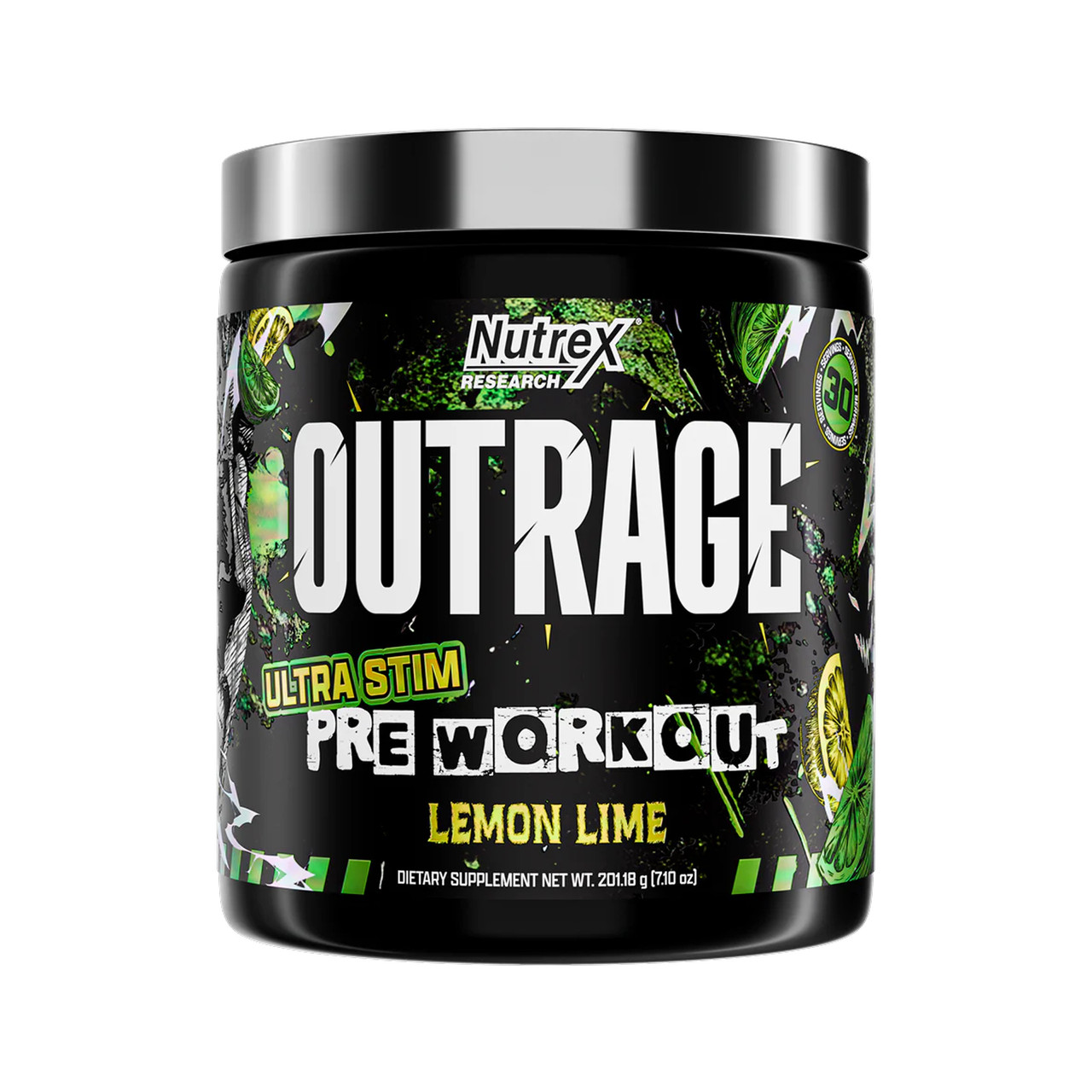 Outrage High‑Stim Pre‑Workout - 30 servings Lemon Lime