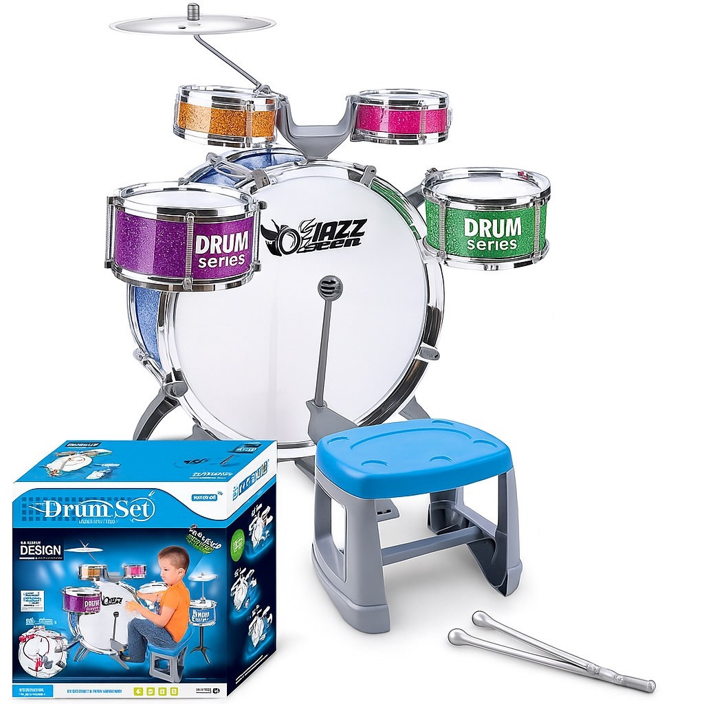 Дитяча барабанна установка зі стільчиком арт. L 552, фото 1