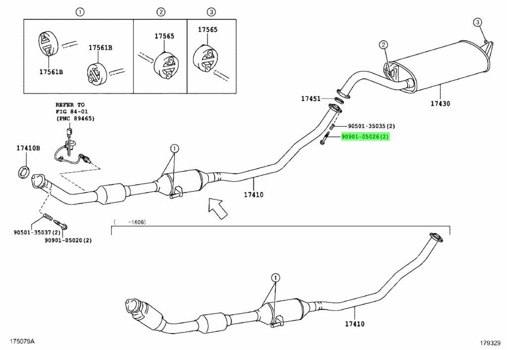 Болт кріплення вихлопної системи, оригінал, Toyota, Lexus 1990-2020 OEM 90901-05026