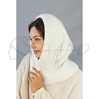 Капор жіночий із пелериною утеплений флісом зимовий теплий Леонела Braxton 7228 білий