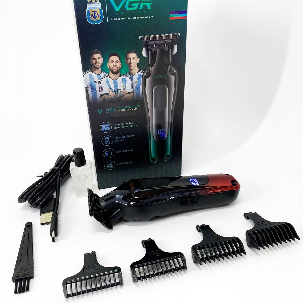 Електрична машинка для стрижки з насадками VGR V-998, Набір для стрижки з зарядкою Тример скронь BP-22