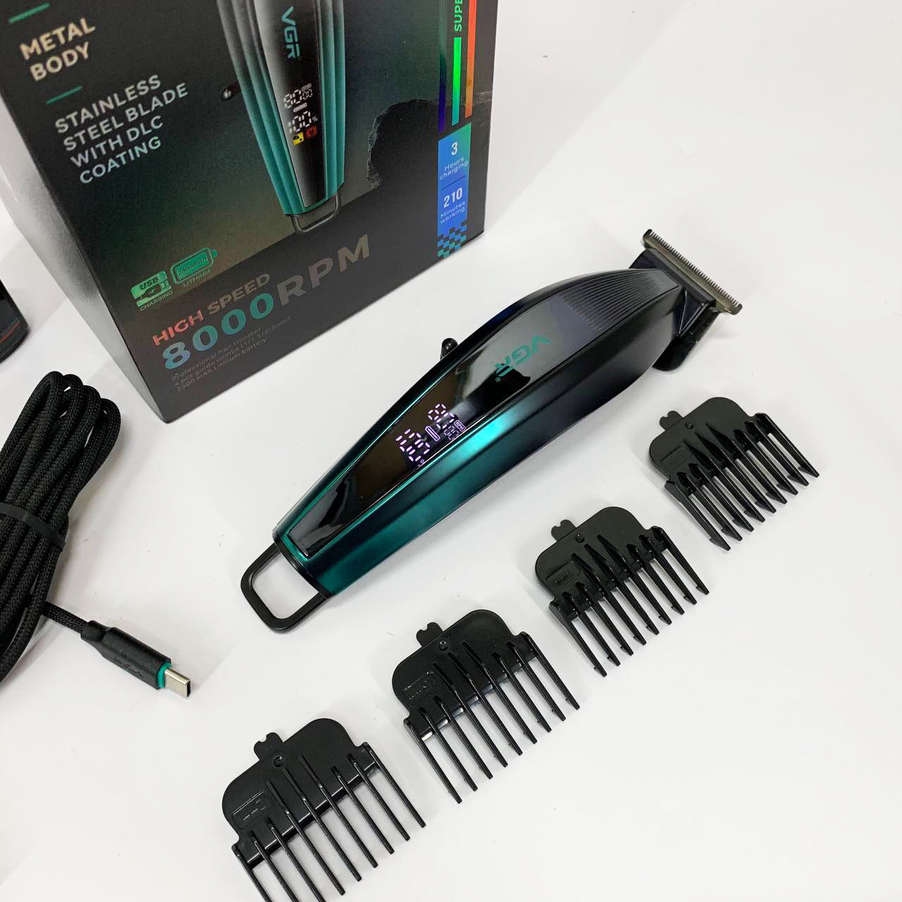 Бездротовий тример для стрижки волосся VGR, Машинка для стрижки волосся міцна Тример скронь TJ-32