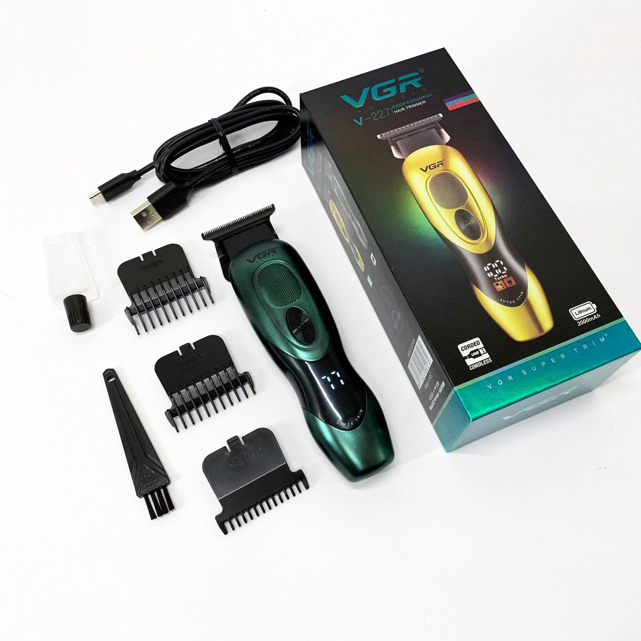 Стильна машинка для стрижки VGR, Професійна машинка для стрижки волосся на акумуляторі GQ-47
