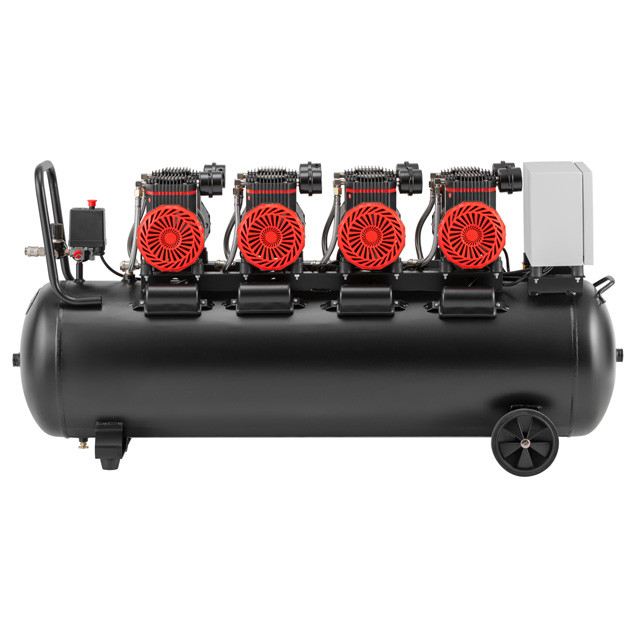 Компресор безоливний 8 циліндрів 100 л, 4х1.5 кВт, 220 В, 8 атм, 1000 л/хв, 2800 об/хв INTERTOOL PT-0042, фото 1