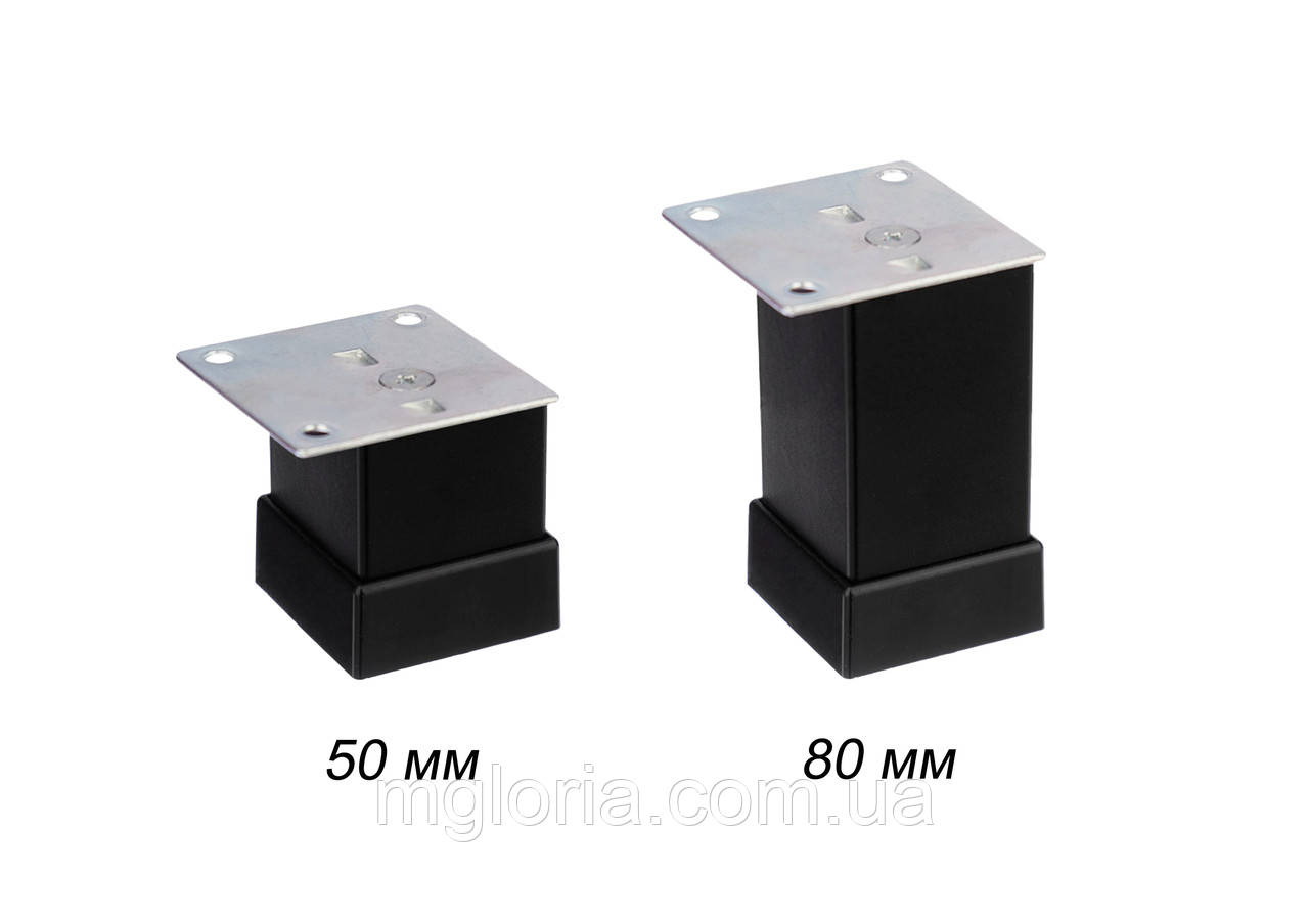 Ніжки меблеві Kare Duz 40х40 мм чорні 50 та 80 мм, фото 1