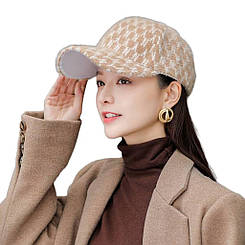 Бейсболка жіноча осінь зима оригінального кольору Бежевий