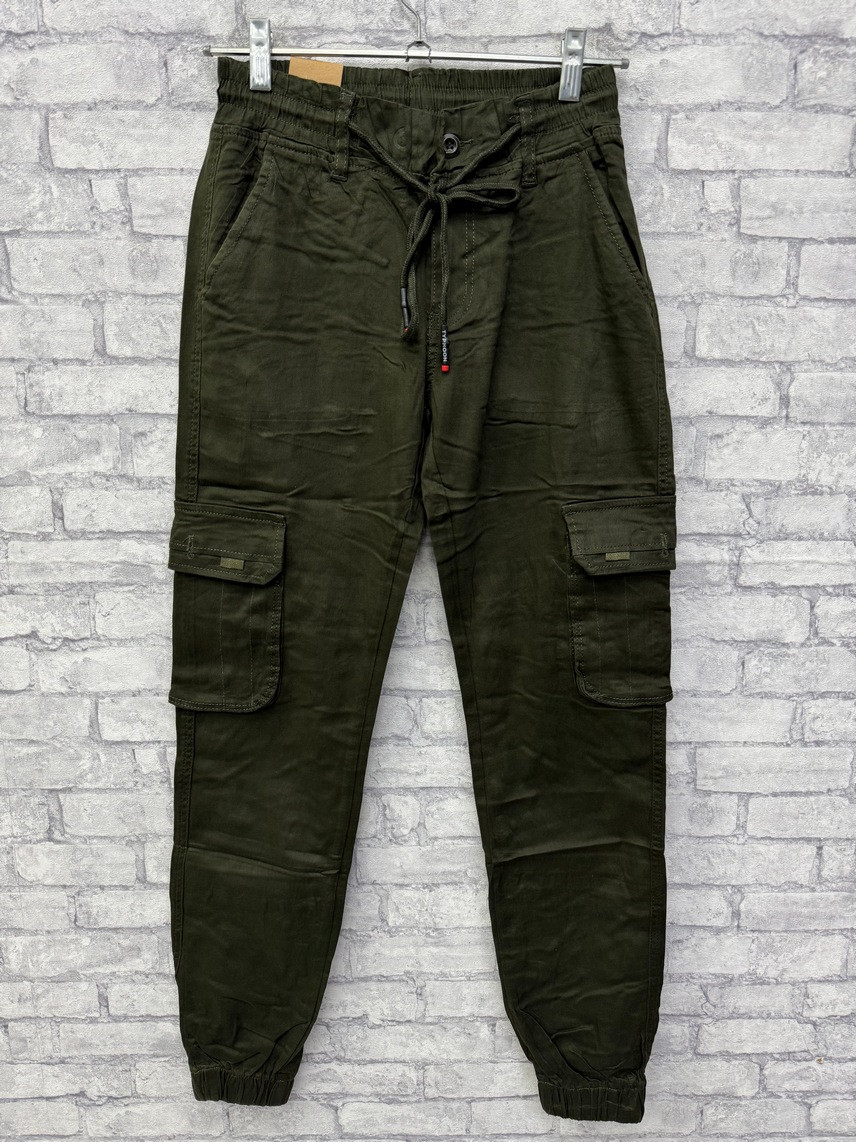 Чоловічі стильні джогері з кишенями в кольорі хакі, фото 1