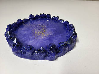 Підставка для прикрас з епоксидної смоли "Сапфірова жеода" — ручна робота