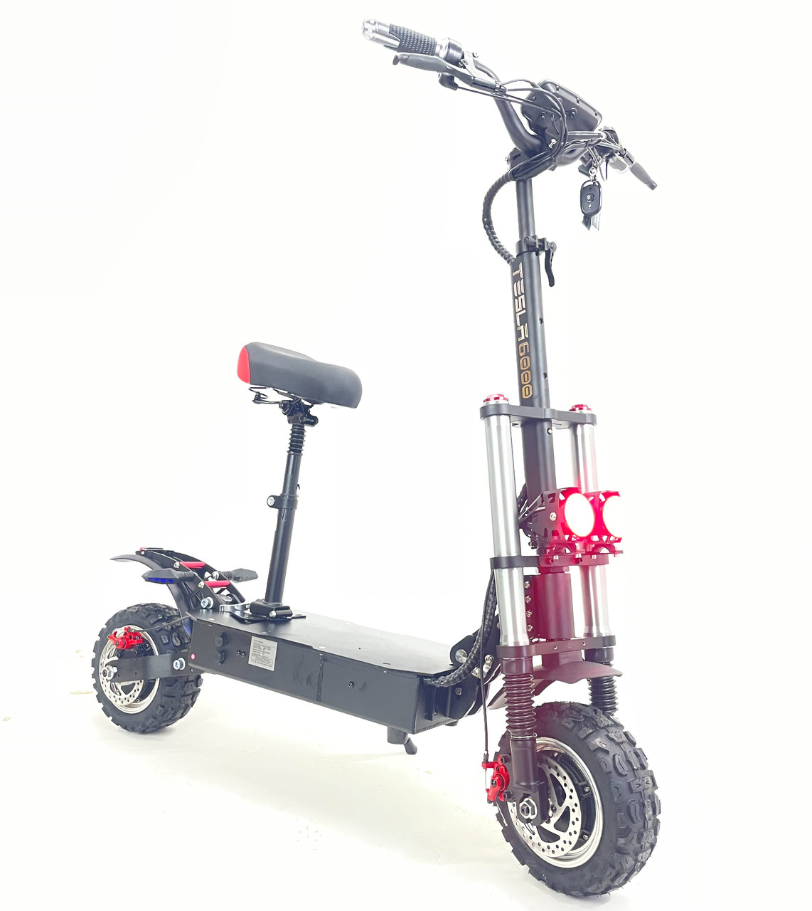 Двомоторний Електросамокат Tesla з сидінням 6000 (6000W, 60V, 36Ah) Чорний NFC kart NEW, фото 1