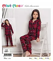 Теплая пижама для девочки. Микрофлис. Красная в клетку