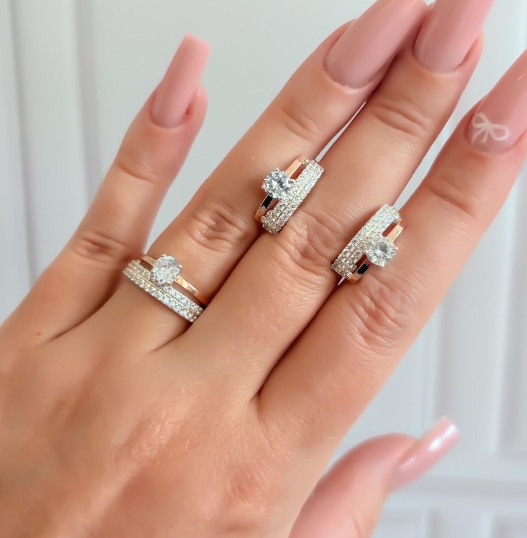 Набір з золотом сережки та каблучка, фото 1