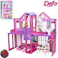 Будиночок для ляльки DEFA 8440-BF (2 поверхи, меблі, світло, лялька 29 см)