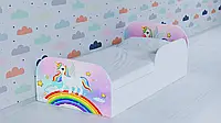 Дитяче ліжко з захисним бортиком Єдиноріг з веселкою 70х140см