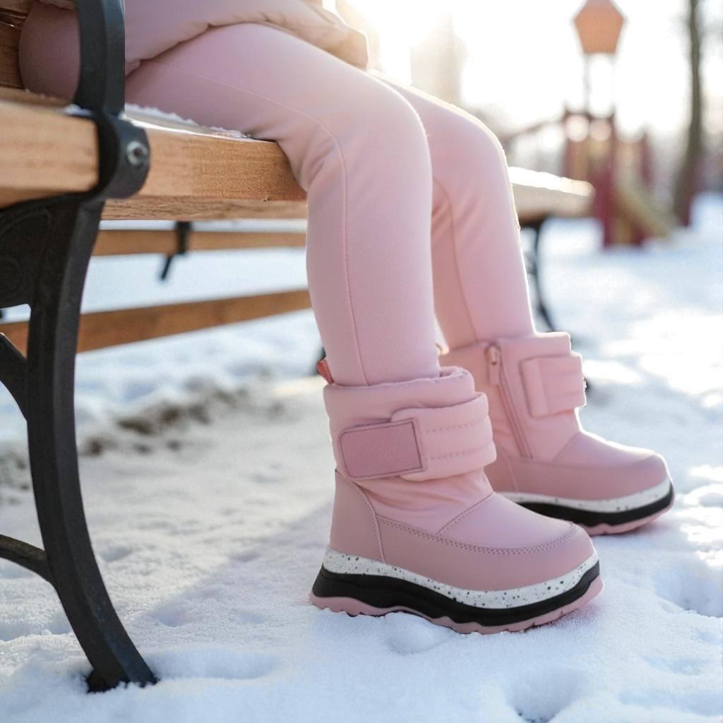 Зимняя детская обувь, дутики, ботиночки на девочку, сапоги на девочек, на овчине, на лепучке. Размер: 23-27, фото 1