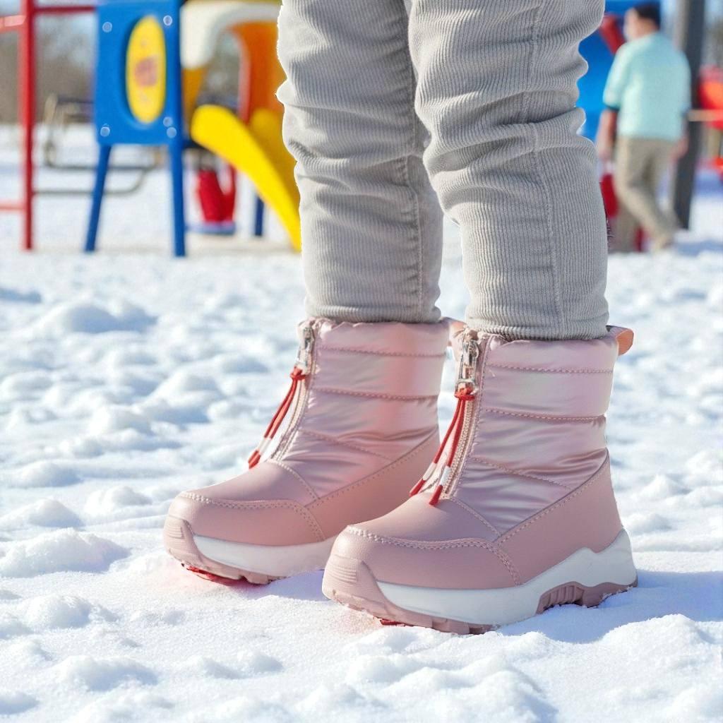 Зимняя детская обувь, дутики, ботиночки на девочку, сапоги на девочек, на овчине, на лепучке. Размер: 25-26, фото 1