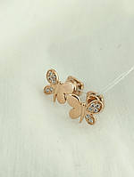 Золоті сережки метелики пусети для дітей сережки для діток золоті метелики.