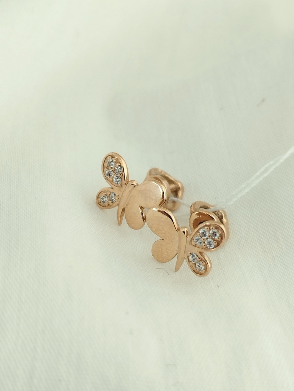 Золоті сережки метелики пусети для дітей сережки для діток золоті метелики.