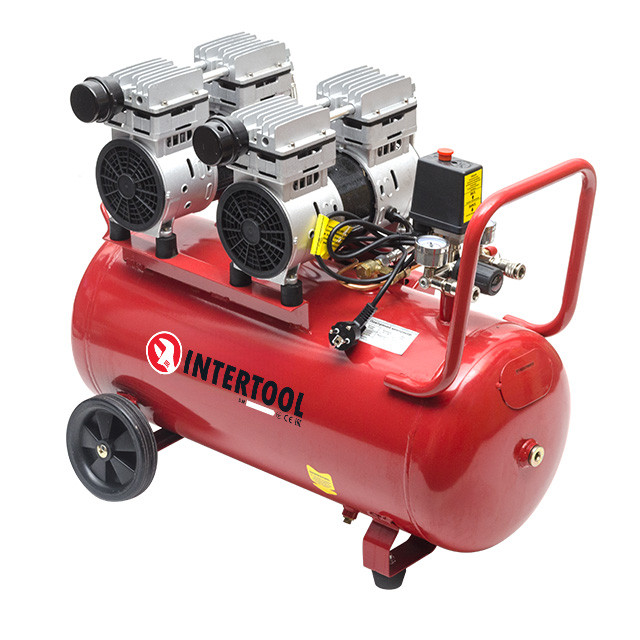 Компресор безоливний малошумний 4 циліндри 50 л, 2х0.75 кВт, 220 В, 8атм, 270 л/хв INTERTOOL PT-0023, фото 1