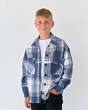 2265син Тепла сорочка в клітинку тм BossKids