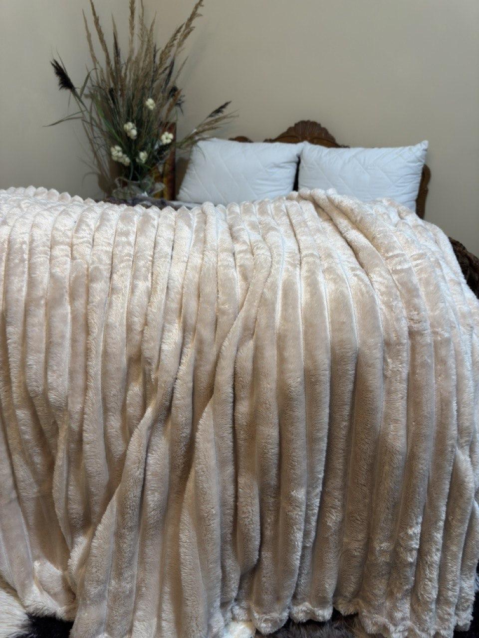 Велюровий плед "Шарпей" 200х220/ Покривало смужка/Велюрове покривало, фото 1