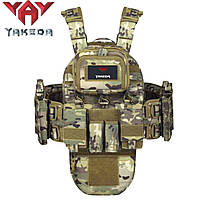 Тактическая штурмовая плитоноска YAKEDA на 9 подсумков + напашник с быстрым сбросом Cordura 1000D мультикам