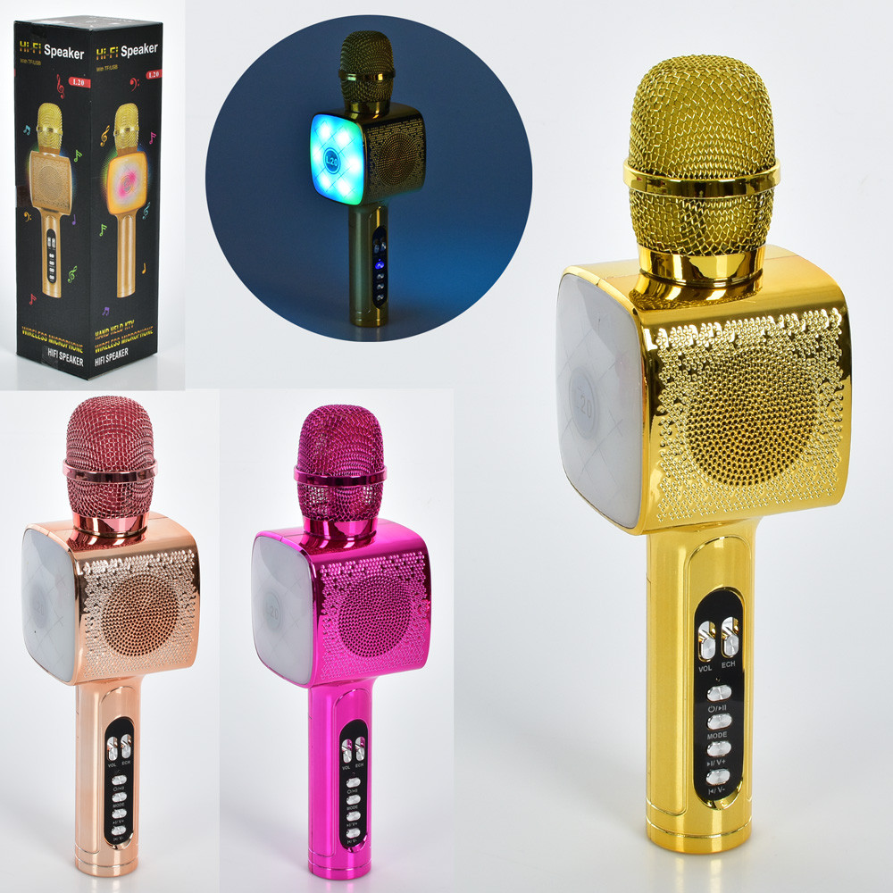 Мікрофон L20 (12шт)25см, аккум, USBвх, USBшнур, Bluetooth, TFслот, 3 кольори, в кор-ці, 9-8-27см, фото 1
