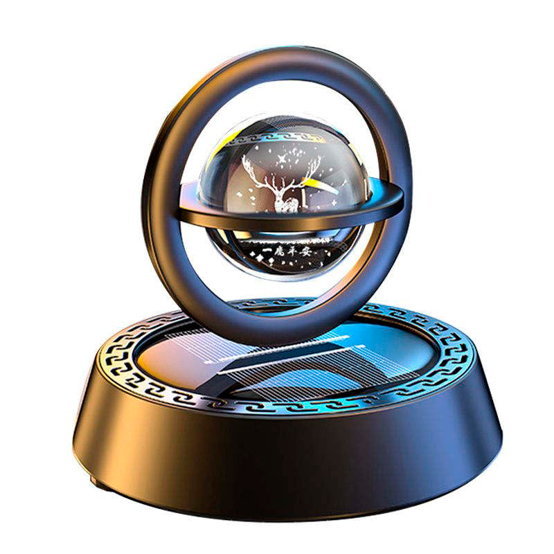 Ароматизатор на сонячних батареях в автомобіль обертове кільце з 3D кулею, свіжість, фото 1