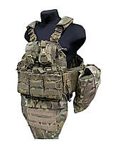 Тактическая армейская плитоноская ATTACK 8 подсумков, рюкзак, напашник 4 точки быстрого сброса Мультикам