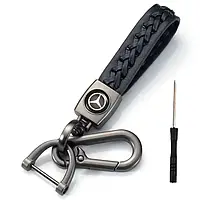 Брелок шкіряний з карабіном для авто мерс "Mercedes"