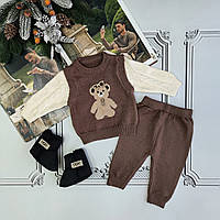 Дитячий теплий в'язаний костюм для новонароджених