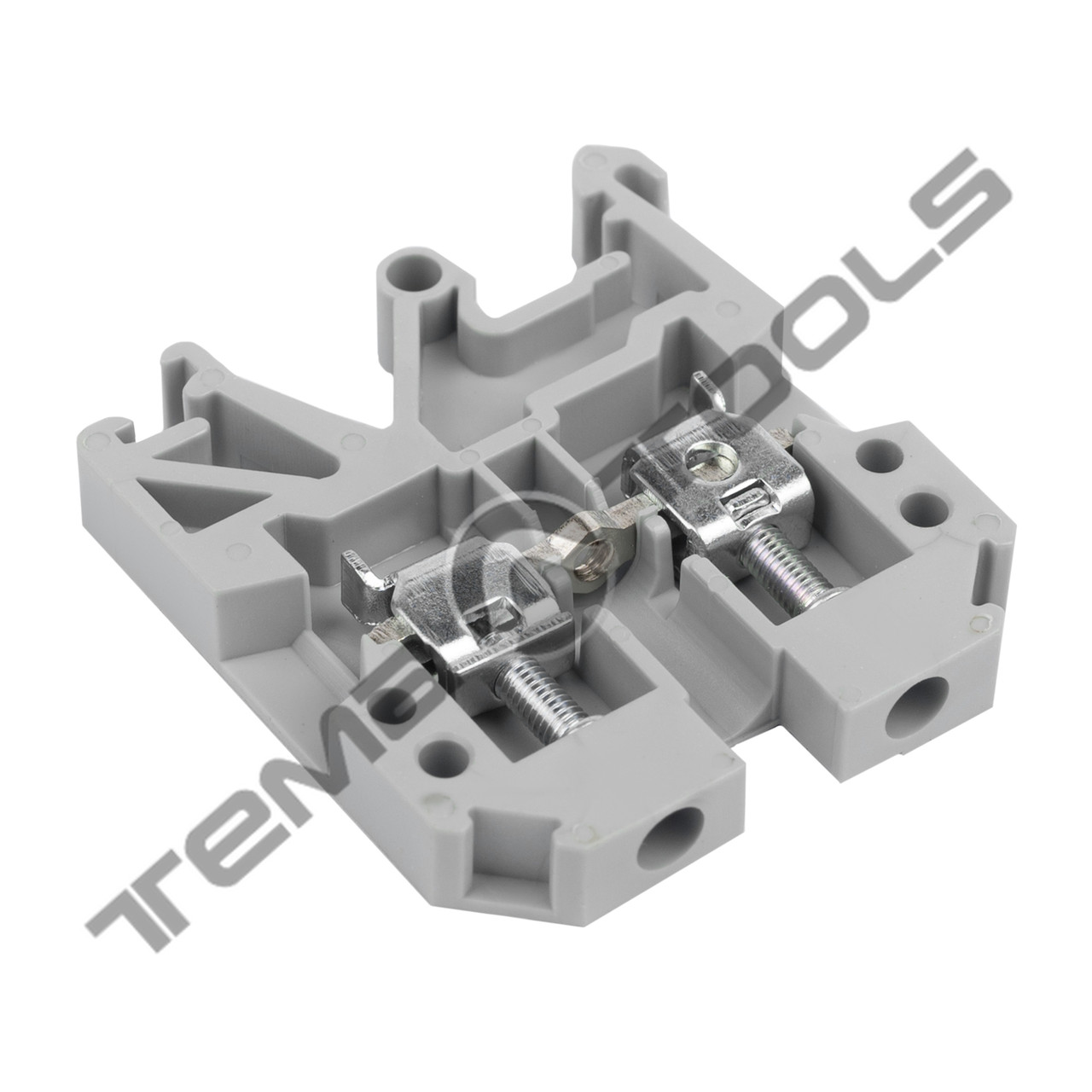 Клема JXB 4 сіра на дин-рейку. Прохідна клема гвинтова сполучна