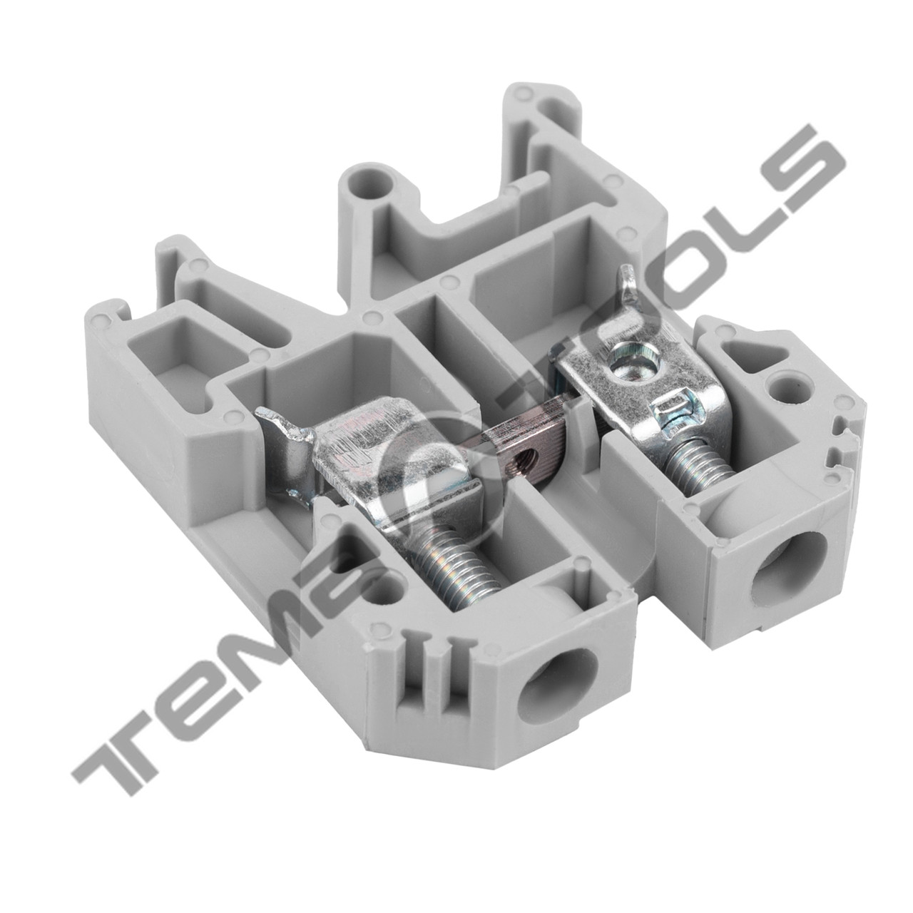 Клема JXB 16 сіра на дин-рейку. Прохідна клема гвинтова сполучна