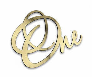 Дзеркальний бічний топер на торт One, золотий торцевий топер на бік торта пластиковий, фото 1