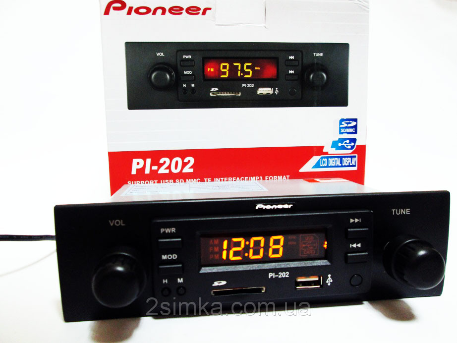 Автомагнітола PI-202 — USB+SD+FM, фото 1