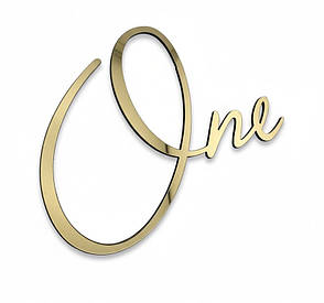 Дзеркальний бічний топер на торт One, золотий торцевий топер на бік торта пластиковий, фото 1