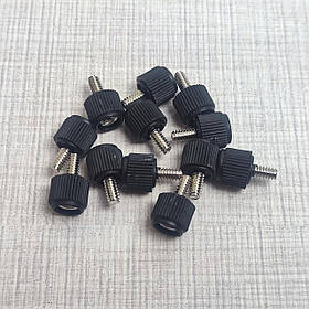 Гвинт кріплення корпусу ПК, БЖ, HDD, UNC #6-32 x 5мм, безінструментальний, накатка пластик 12шт чорн