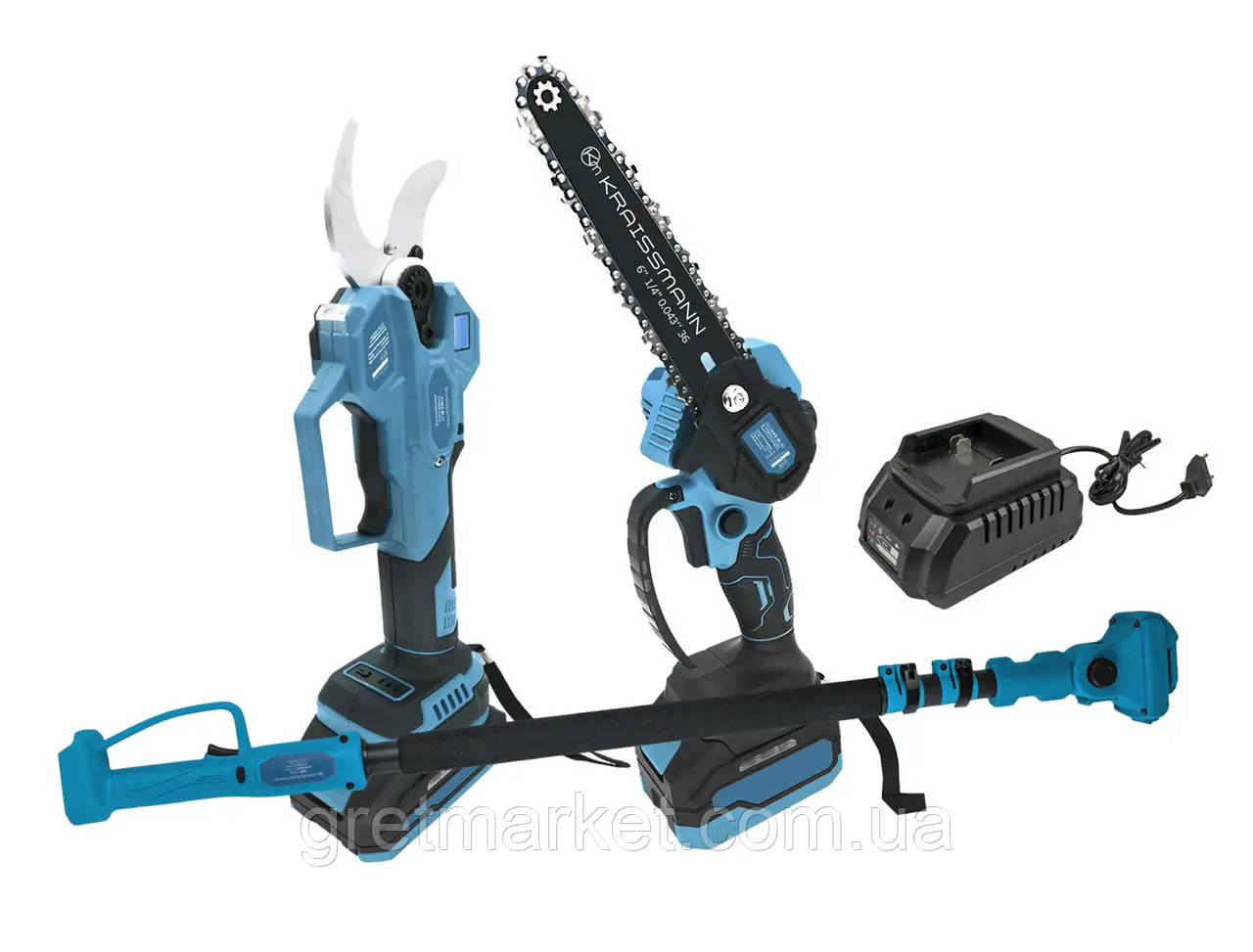 Набір KRAISSMANN 302 SAG 20 MP (СЕКАТОР, МІНІ-ПИЛА, ПОДОВЖУВАЧ, 2 АКБ, ЗП), фото 1