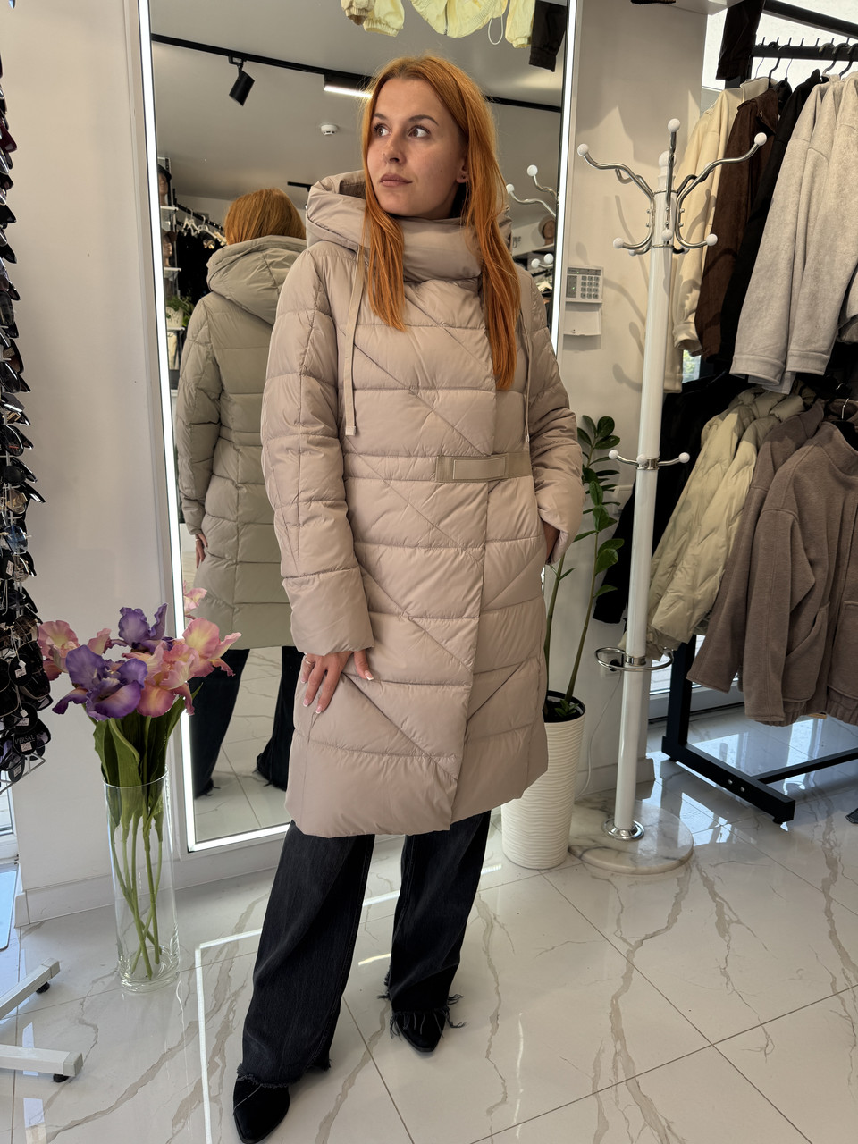 Жіноча куртка, довга наповнювач біопух., фото 1