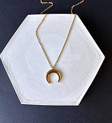 Жіночий кулон лунниця золото, підвіска на ланцюжку медична сталь